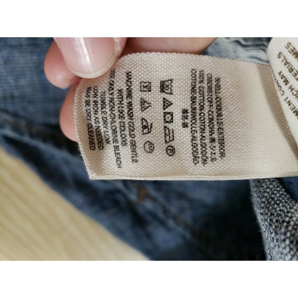 Free People Jean Jacket Women's LARGE Cotton Bomber Full Zipper Snap Distressed - Picture 6 of 10